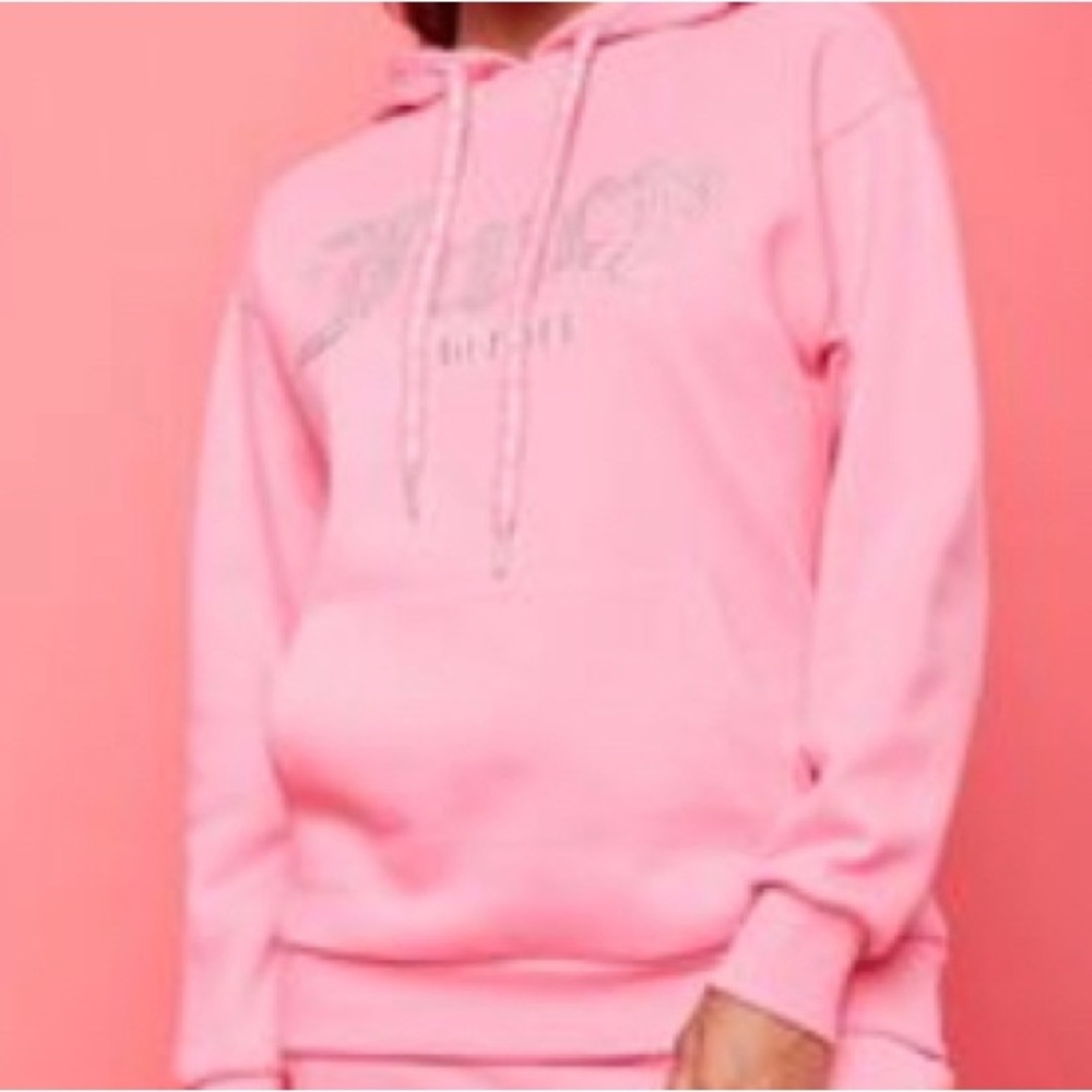BRAND NEW Juicy Couture Pink hoodie with Rhinestones! Woman size small